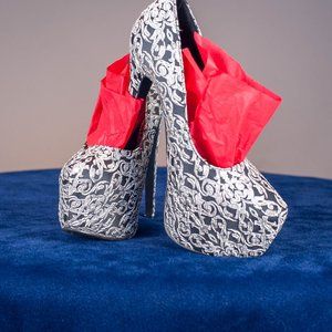 Beautiful Silver and Black Pumps In Great condtion